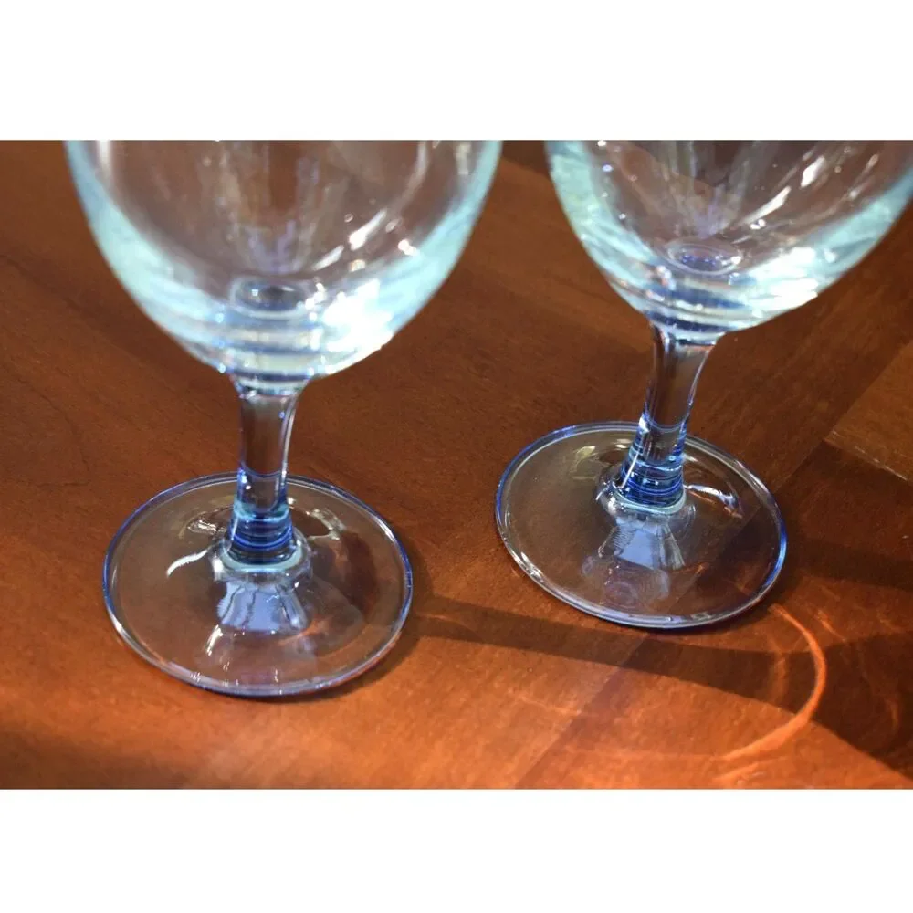Set of 2 Luminarc Azur Blue Stemmed Water Goblets Cristal D'Arques - 8 1/4